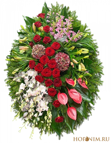 Венок из живых цветов 03